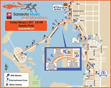 Scenic race course for the 2017 Sarasota Music Half Marathon