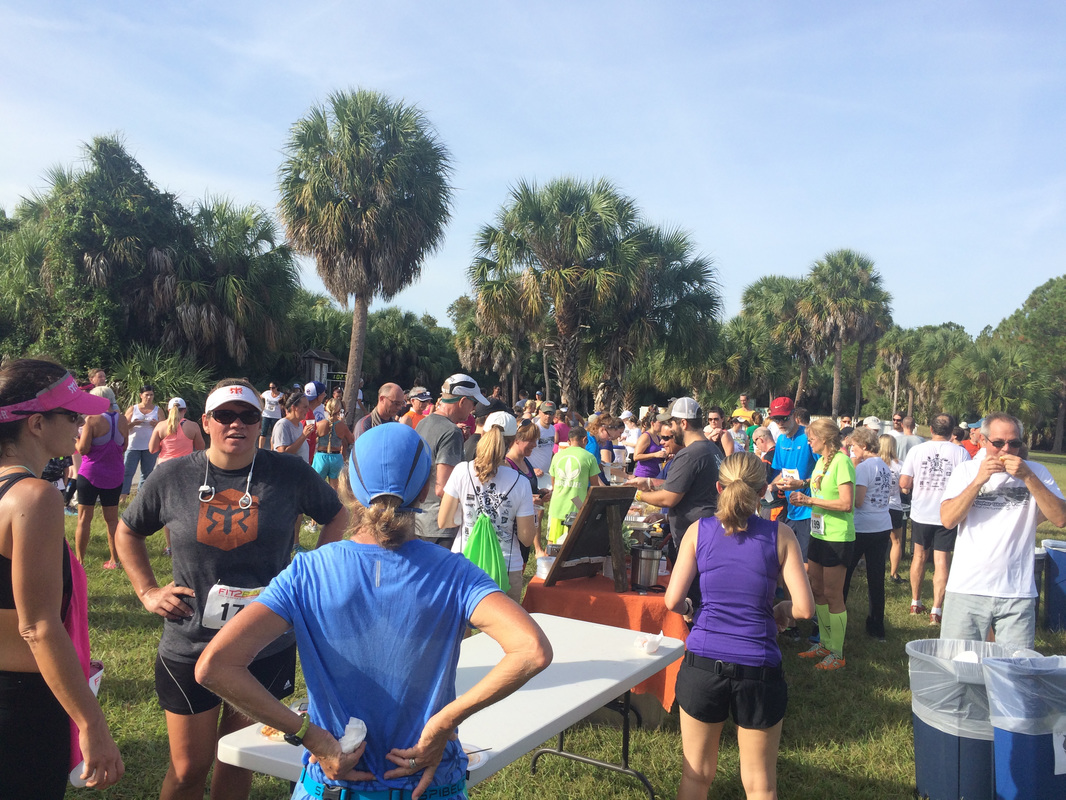 2016 participants eat and drink after the Weedon Island Trail Run.