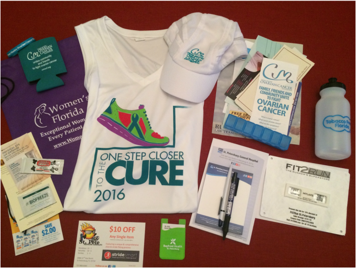 Sweet SWAG! The One Step Closer to the Cure 10K goodie bag has a variety of items.