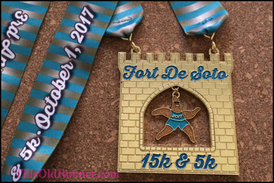 Fort DeSoto 15K and 5K race medal.