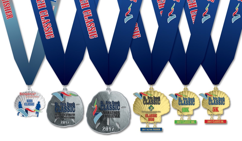 2017 medals for the St. Pete Beach Classic races.