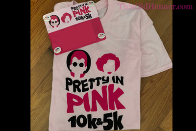 Pretty in Pink 5K race shirt and bib. 