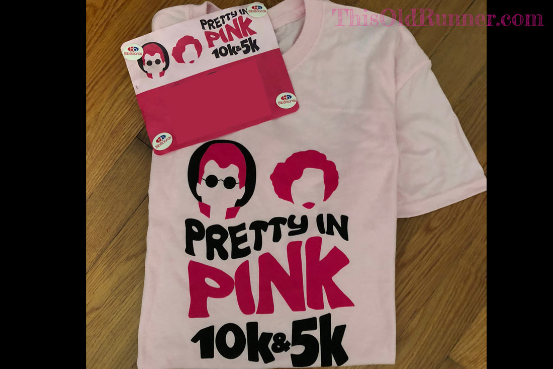 2018 Pretty in Pink 5k 10K race shirt and bib.