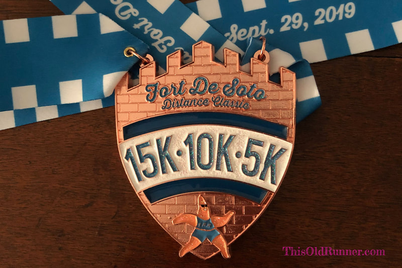 Medal from the 2019 Fort DeSoto Distance Classic 5K 10K 15K 
