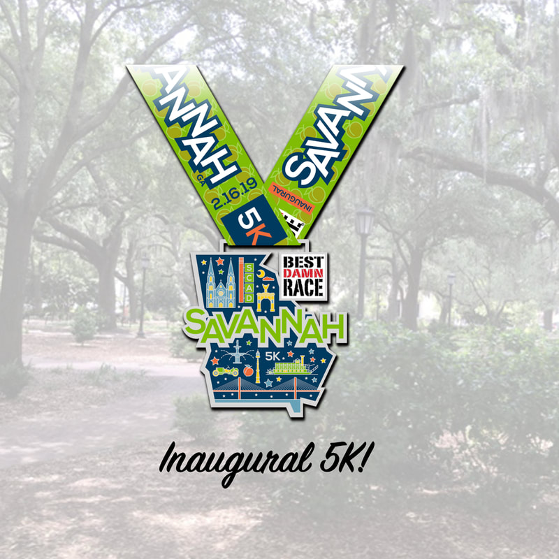 Medal for Inaugural 5K Best Damn Race in Savannah, Georgia.