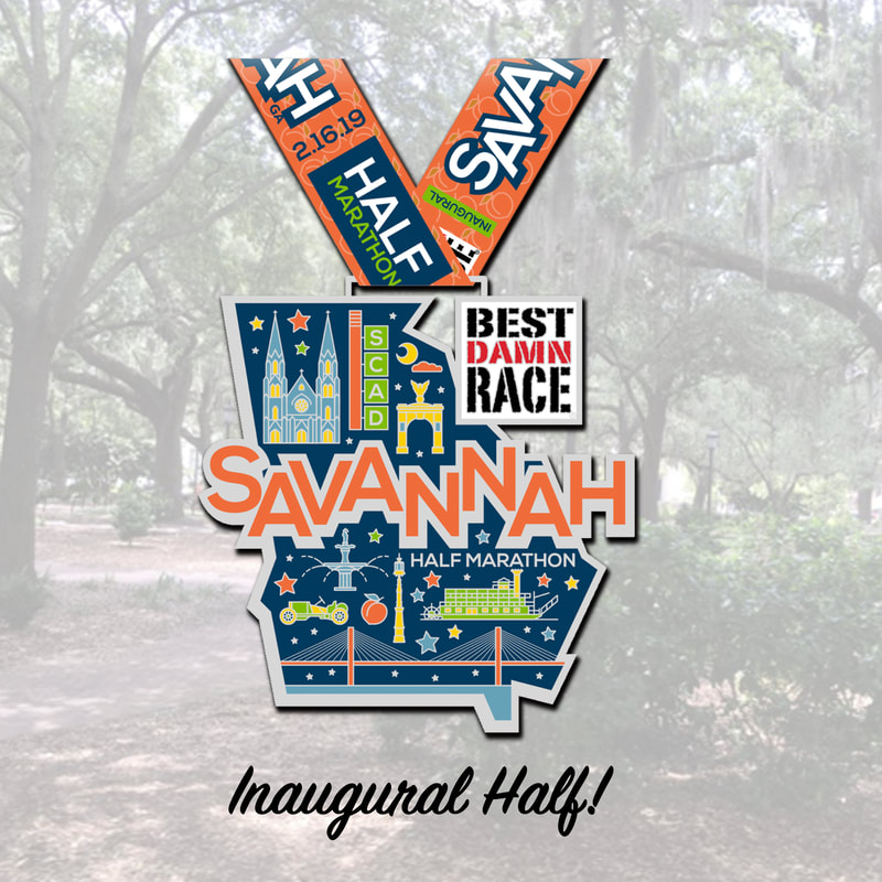 Half marathon medal for Best Damn Race Savannah on February 16.