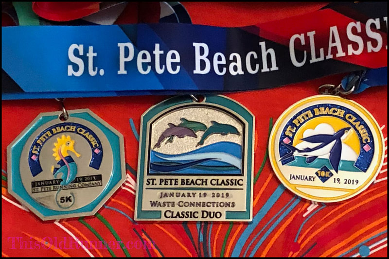 5k, 10k and Classic Duo medals for 2019 St Pete Beach Classic races.