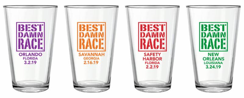 Best Damn Race pint glasses for 2019 races.
