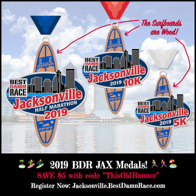 2019 Jacksonville Best Damn Race Medals.