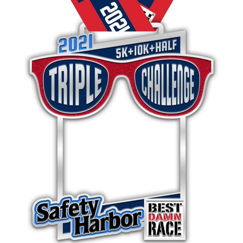 Best Damn Race Triple Challenge Medal for 2021 Safety Harbor