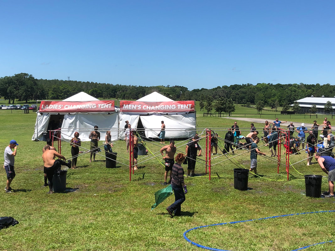 Shower and Changing area at Rugged Maniac race in Dade City, FL.