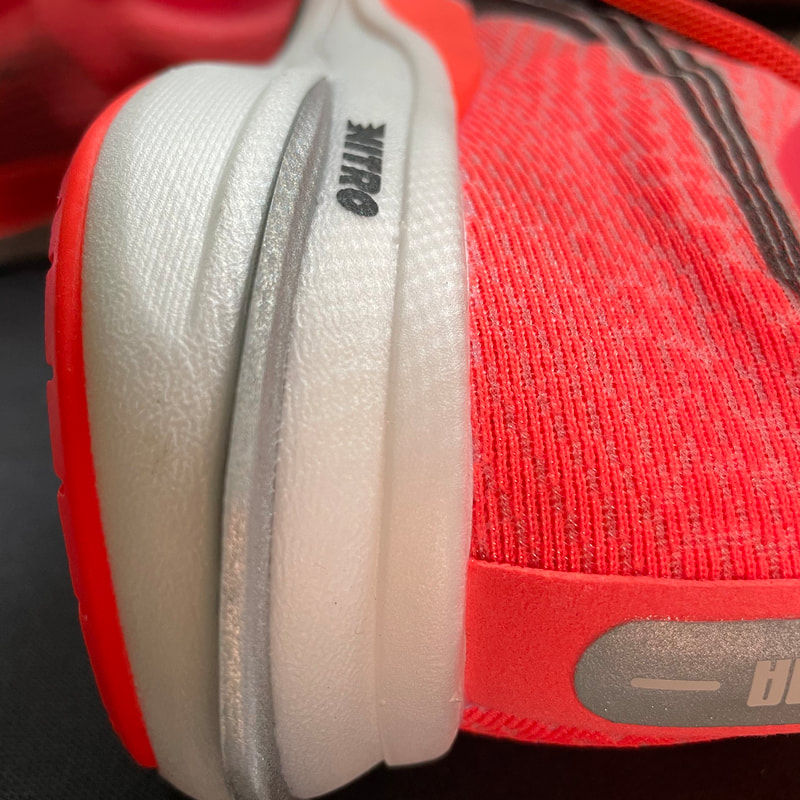 Closeup of heel cushion on Puma Deviate Nitro Running Shoes.