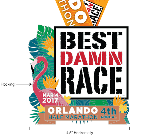 2017 Best Damn Race Orlando race medal.