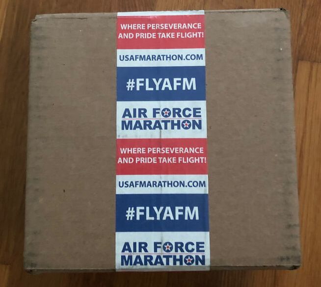 Box of Air Force Marathon Race SWAG.