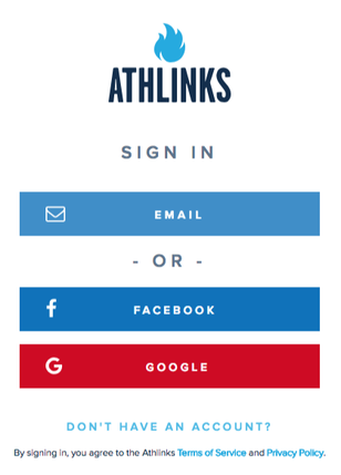Sign in screen for Athlinks