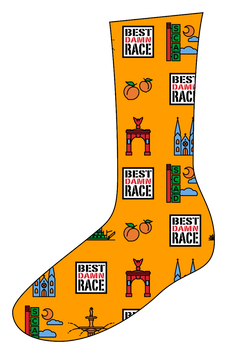 Yellow Best Damn Race Savannah socks.