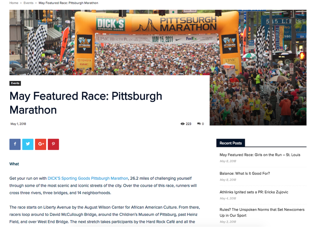 Featured race article on Athlinks.com.