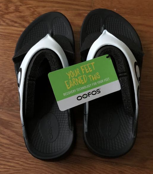 Oofos Sandals right out of the delivery box.