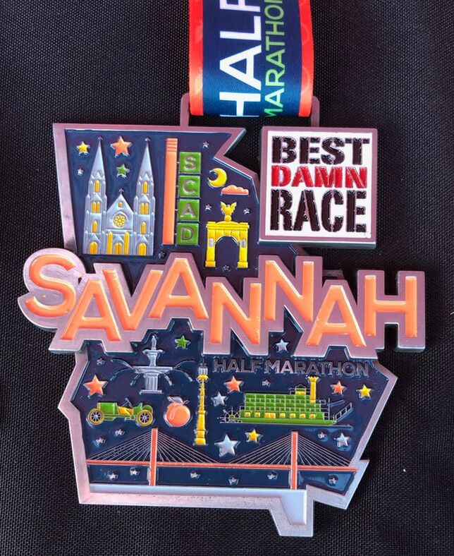Unique 2019 Savannah half marathon medal