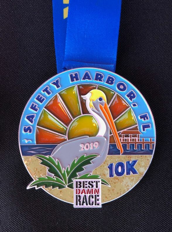 Stained glass 10K medal for Best Damn Race