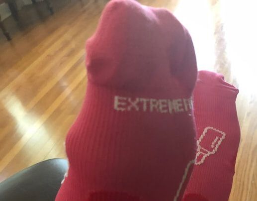 Closeup of the underside of the sock on Extreme Fit USA compression socks.