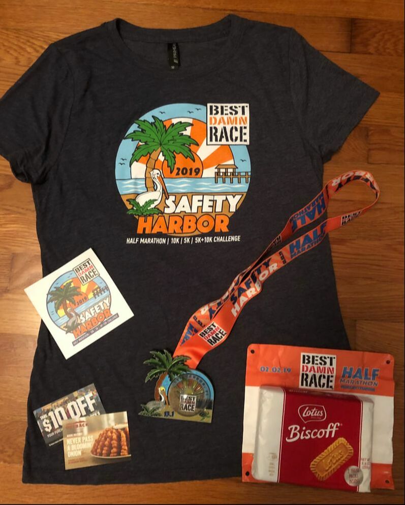 Safety Harbor Best Damn Race goodie bag contents.