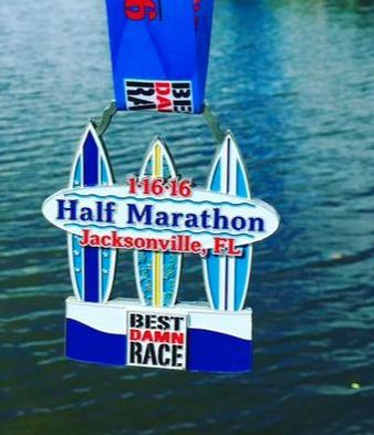 2016 Best Damn Race Jacksonville Half Marathon Medal.