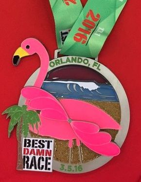 2016 Best Damn Race Orlando race medal.