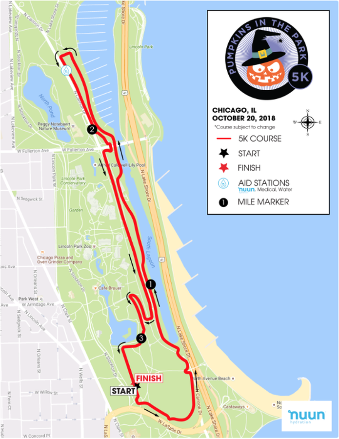 Course map for Pumpkins in the Park 5K