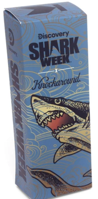 Beautifully decorated Shark Week box for sunglasses by Knockaround.