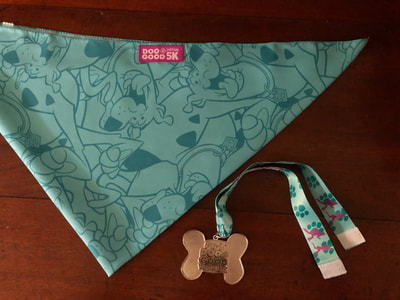 Copper's Scooby Doo Virtual 5K bandana and medal swag.