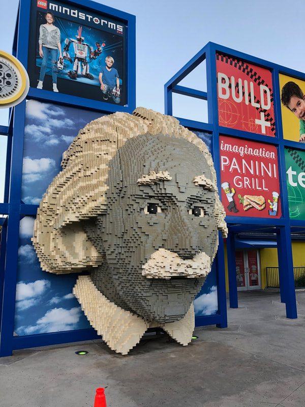 Sculpture of Albert Einstein made out of Legos at Legoland in Orlando, FL.