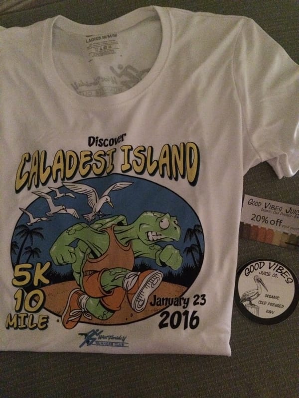 Race shirt for Discover Caladesi Island 2016 Race.