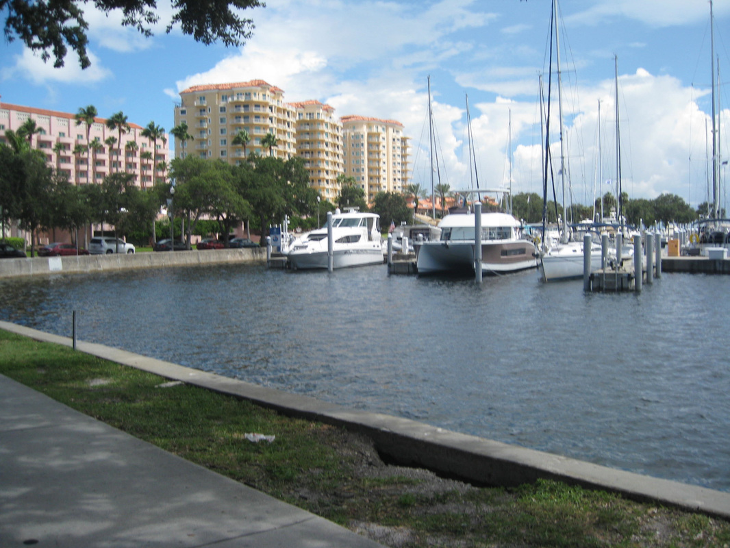 Boats docked in the Vinoy Yacht Basin in downtown St. Pete, FL