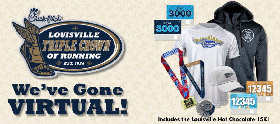 Photo of SWAG runners get for the Louisville Triple Crown of Running. Shirt, Hoodie, Cap, 2 Medals.