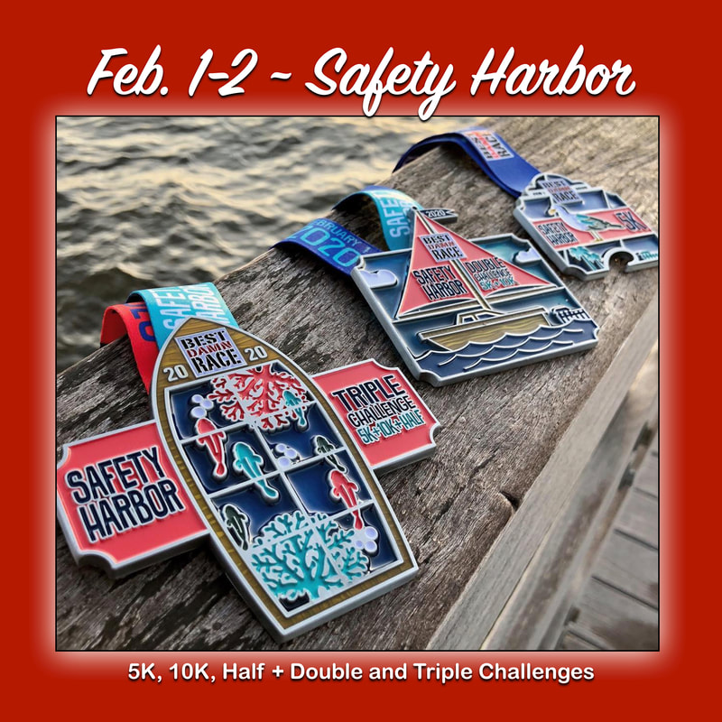 5K, 10K and Challenge Medals for Best Damn Race in Safety Harbor on Feb. 1