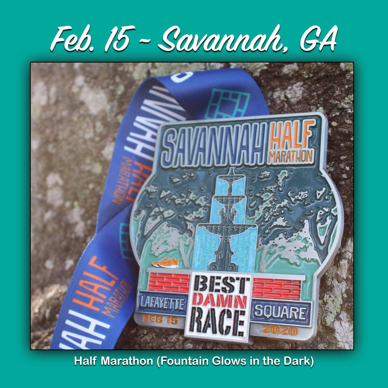 Half marathon medal for finishers at the Best Damn Race in Savannah on Feb. 15.
