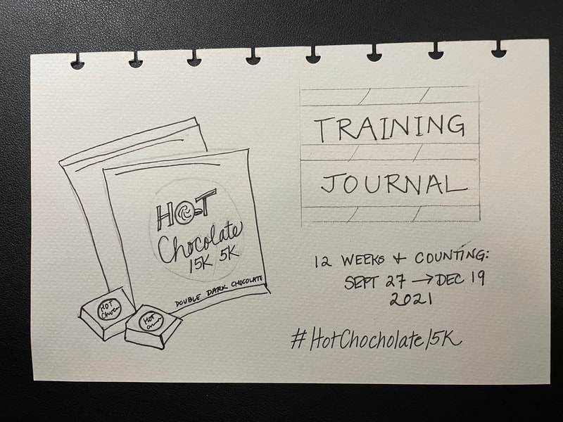 Rough sketch of my Hot Chocolate Race Training Journal.