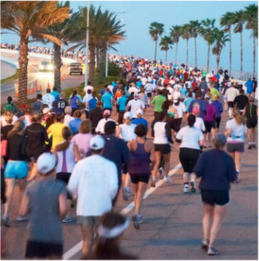 Runners on John Ringling Bridge in Sarasota, FL