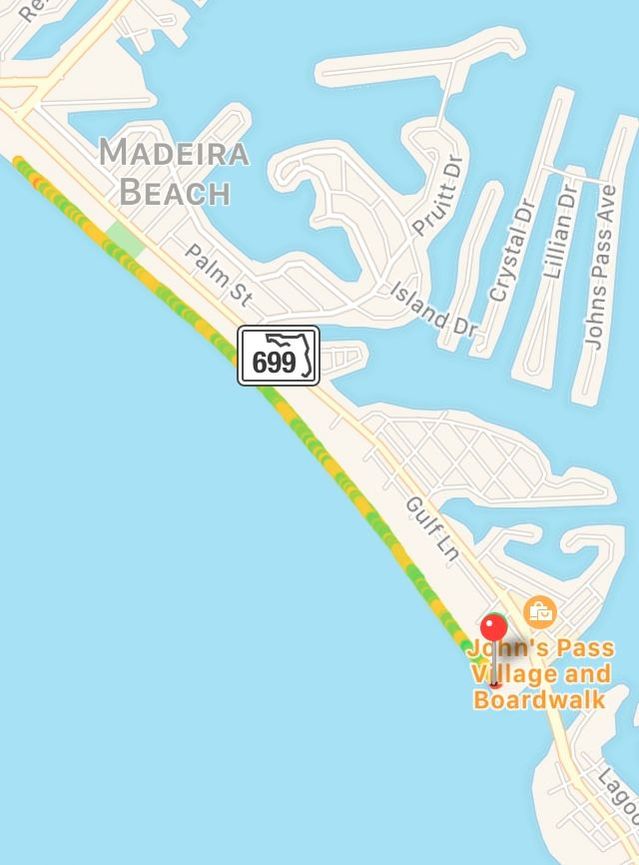 Race course for the Madeira Beach Sunset 5K race.