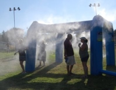 Example of misting arches that will be used at the Hot Chocolate Races in Tampa.