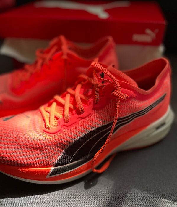 Glamour shot of Deviate Nitro Running Shoes by Puma.