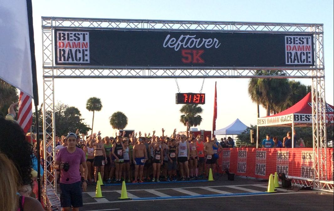 Runners in Wave One of Best Damn Race Leftover 5K.