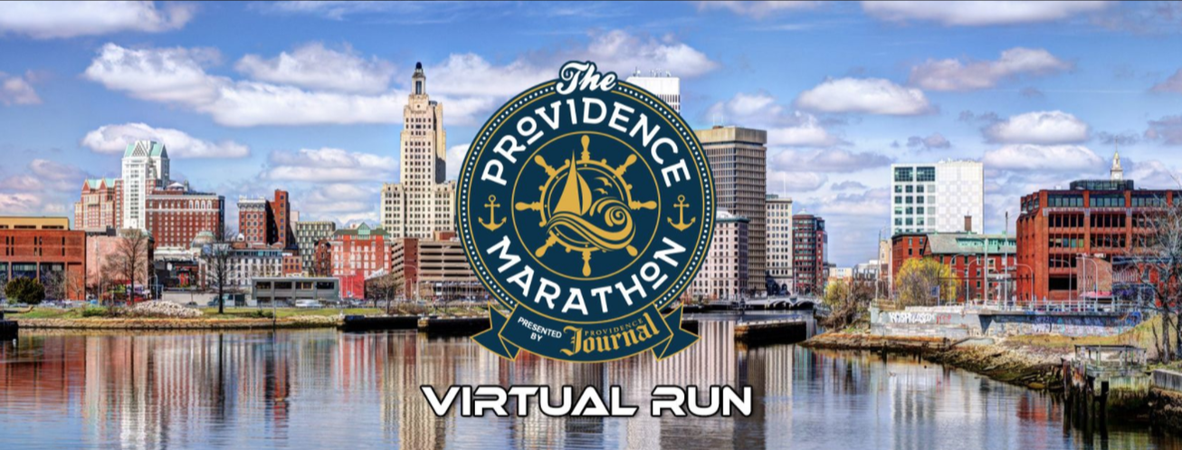 The Providence Marathon logo shown with the city in the background.