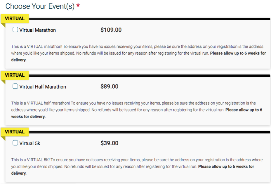 Image of Registration Options for The Providence Marathon Virtual Race