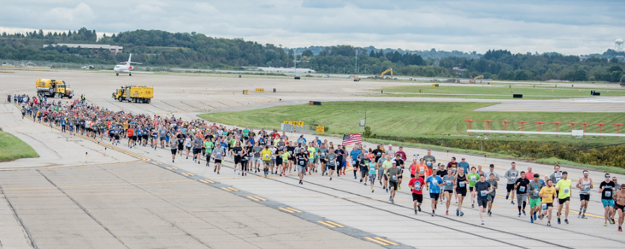 Participants in the Pittsburgh International Airport FLYBY 5K.