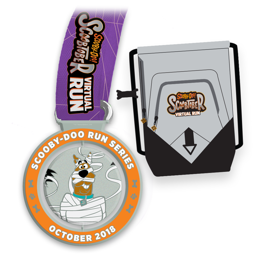 Scooby Doo October race medal and backpack.