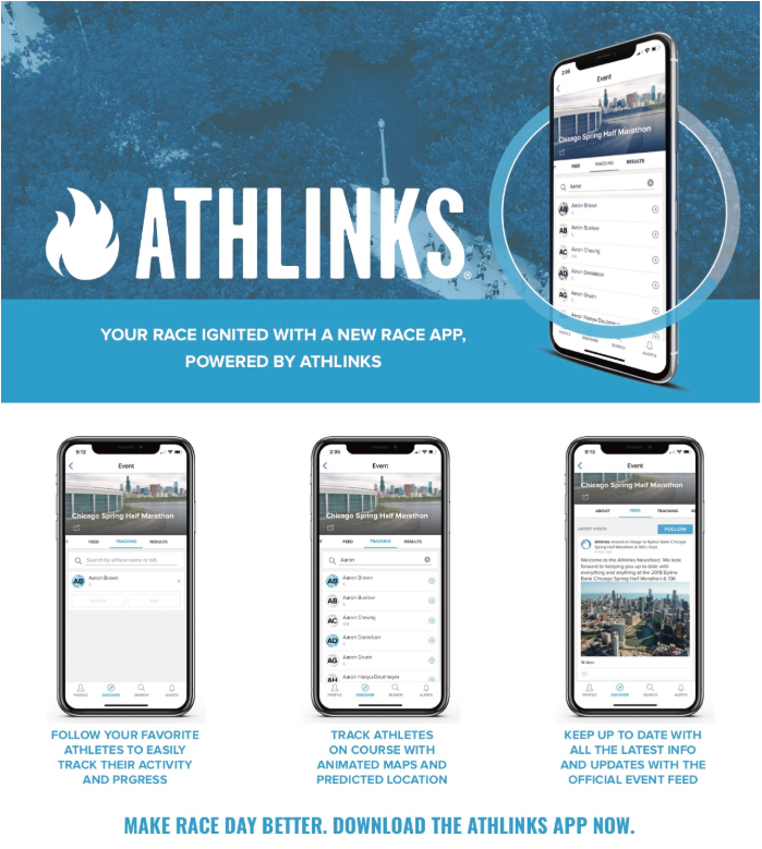 Image of the Athlinks mobile app for race day.