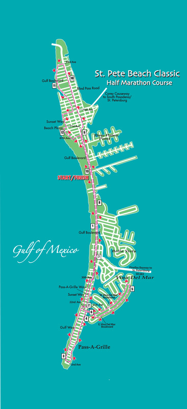 Map of SPB Classic Half Marathon route.