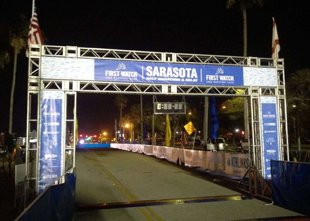 Starting line at the First Watch Sarasota Half Marathon.